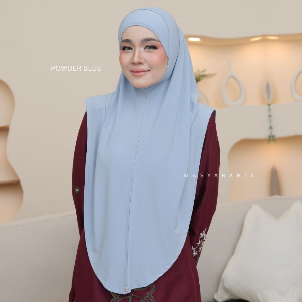 Instant Syria Slimfit tudung sarung lycra ironless warna Powder Blue – Masyarabia