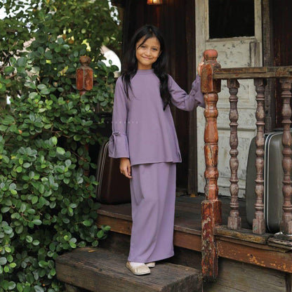 Kurung Aleya Kids baju kurung budak como crepe warna Qaseh – Masyarabia