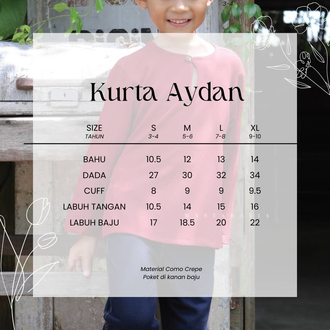 Kurta Aydan Budak kurta budak lelaki como crepe – Masyarabia