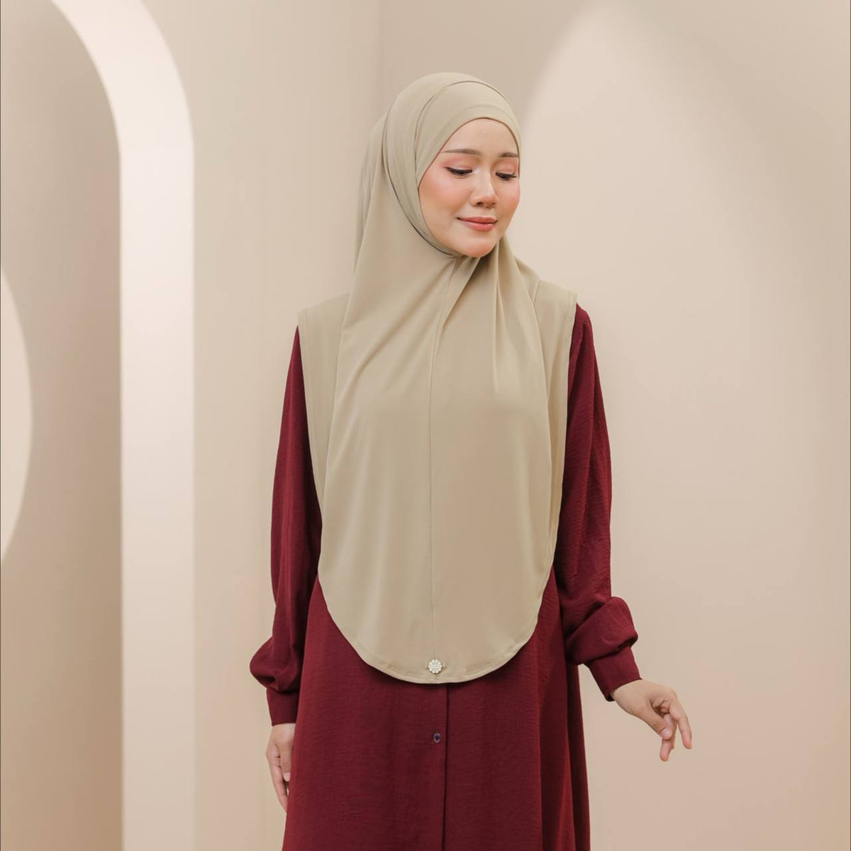 Instant Syria Slimfit tudung sarung lycra ironless warna Tiramisu – Masyarabia