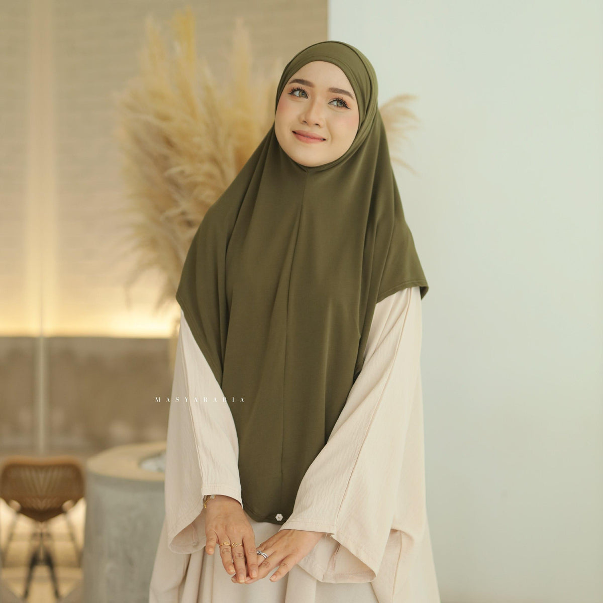 Instant Syria Slimfit tudung sarung lycra ironless warna Army – Masyarabia