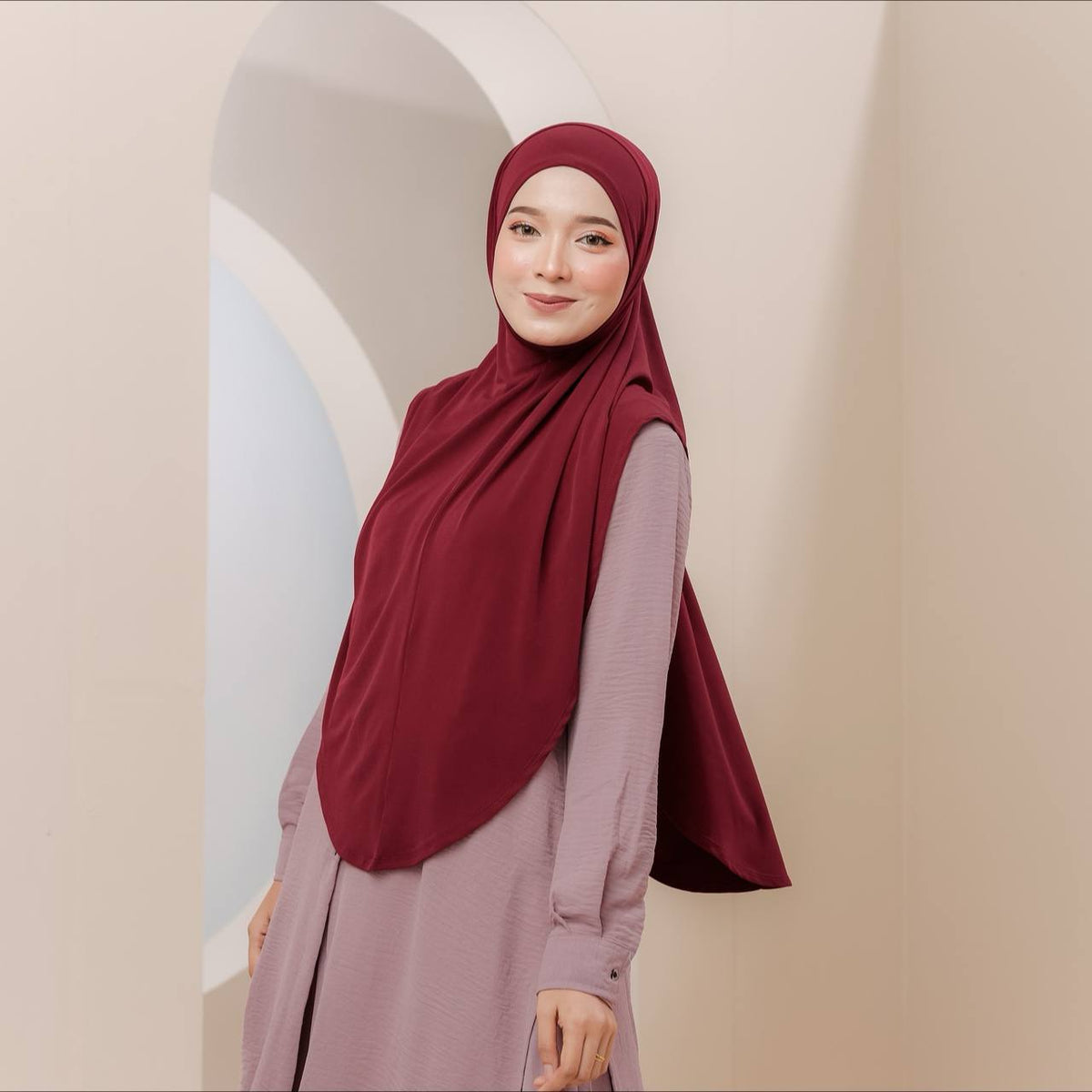 Instant Syria Slimfit tudung sarung lycra ironless warna Maroon – Masyarabia