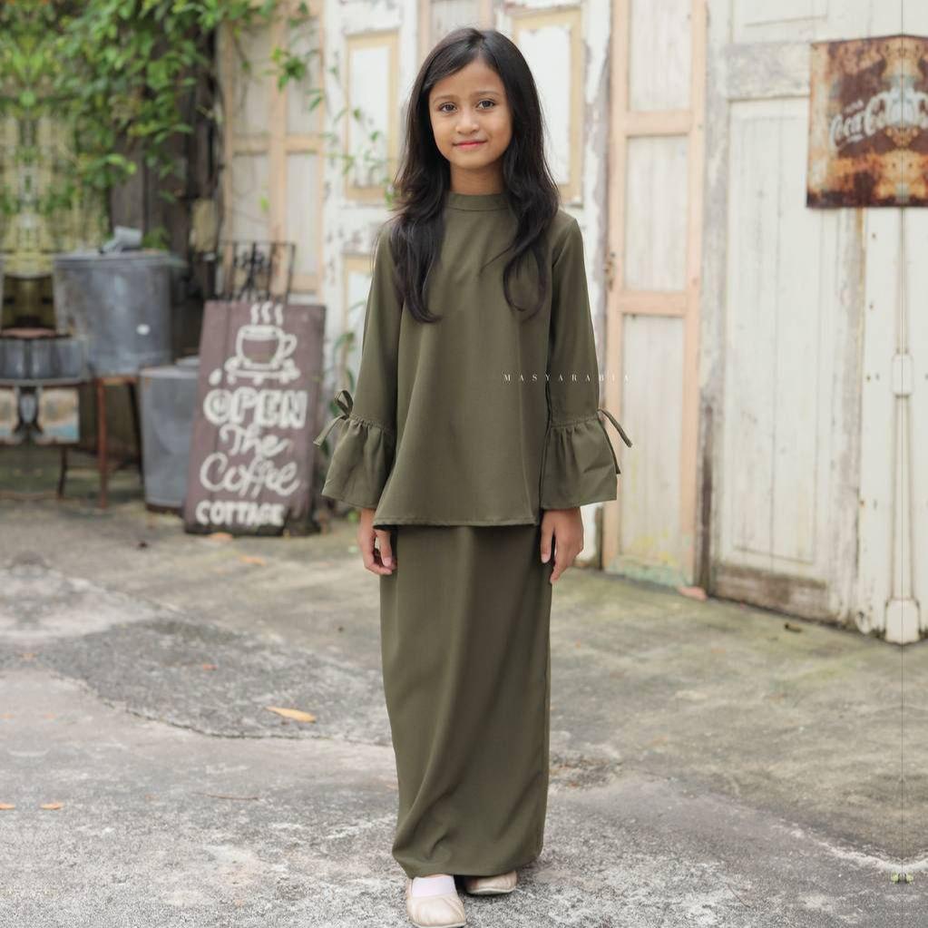 Kurung Aleya Kids baju kurung budak como crepe warna Melati – Masyarabia
