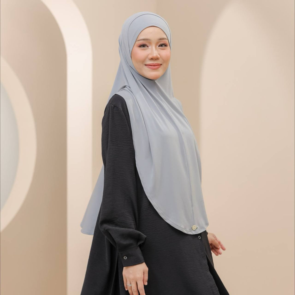 Instant Syria Slimfit tudung sarung lycra ironless warna Slate – Masyarabia