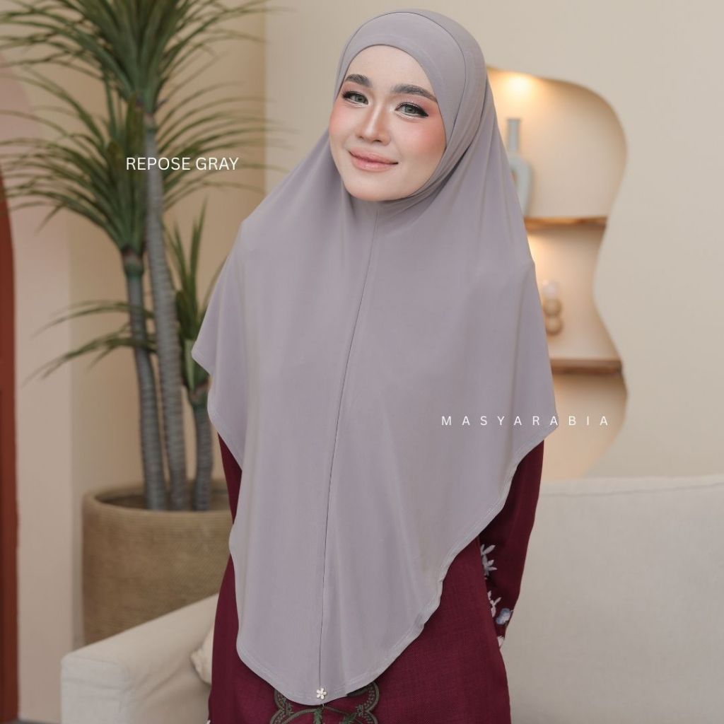 Instant Syria Slimfit tudung sarung lycra ironless warna Repose Gray – Masyarabia
